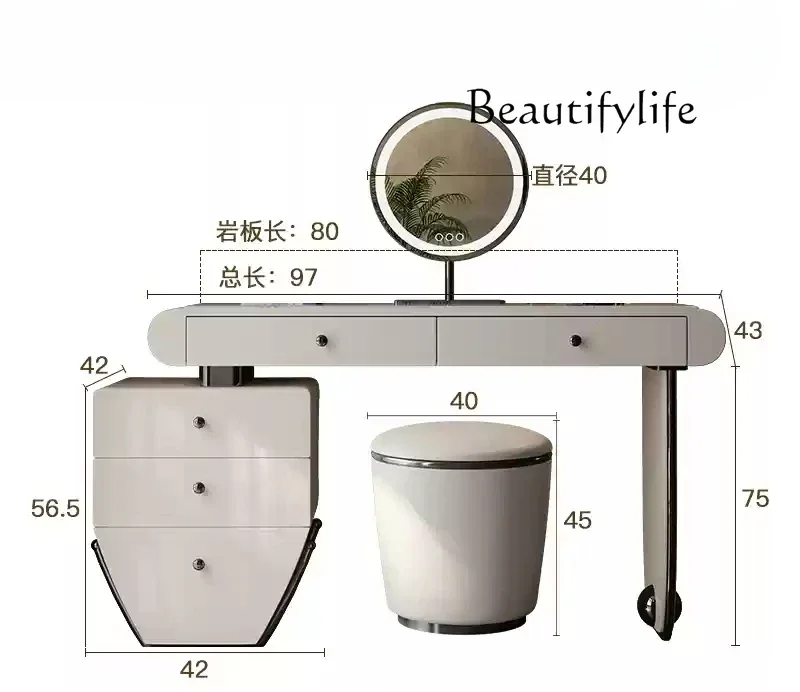 Italian rock slab solid wood dressing table, modern simple dressing table, bedside table integrated
Italian rock slab solid wood dressing table, modern simple dressing table, bedside table integrated