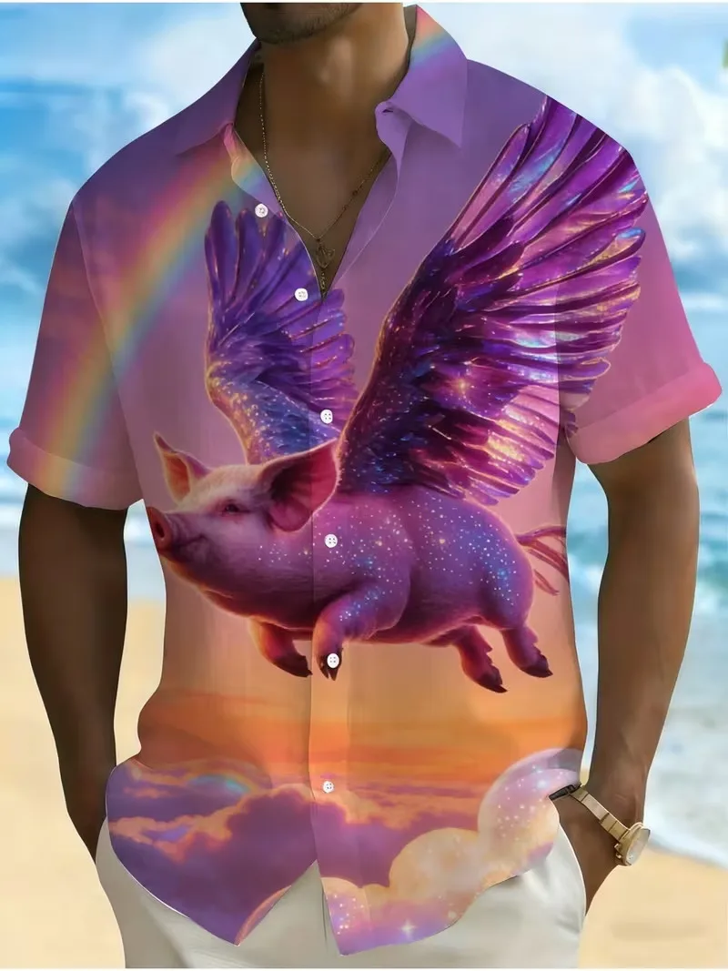 Men's 3D Flying Pig Print Hawaiian Shirt Funny Galaxy Winged Pig Graphic Short Sleeve Button Down Shirt Summer Beach Party Shirt
Men's 3D Flying Pig Print Hawaiian Shirt Funny Galaxy Winged Pig Graphic Short Sleeve Button Down Shirt Summer Beach Party Shirt