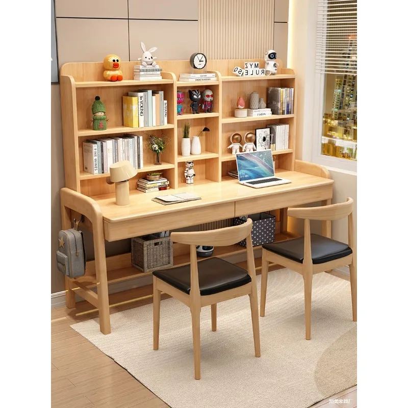 Lifting solid wood study table Long simple desk Bookshelf Integrated combination Learning Junior high school students
Lifting solid wood study table Long simple desk Bookshelf Integrated combination Learning Junior high school students