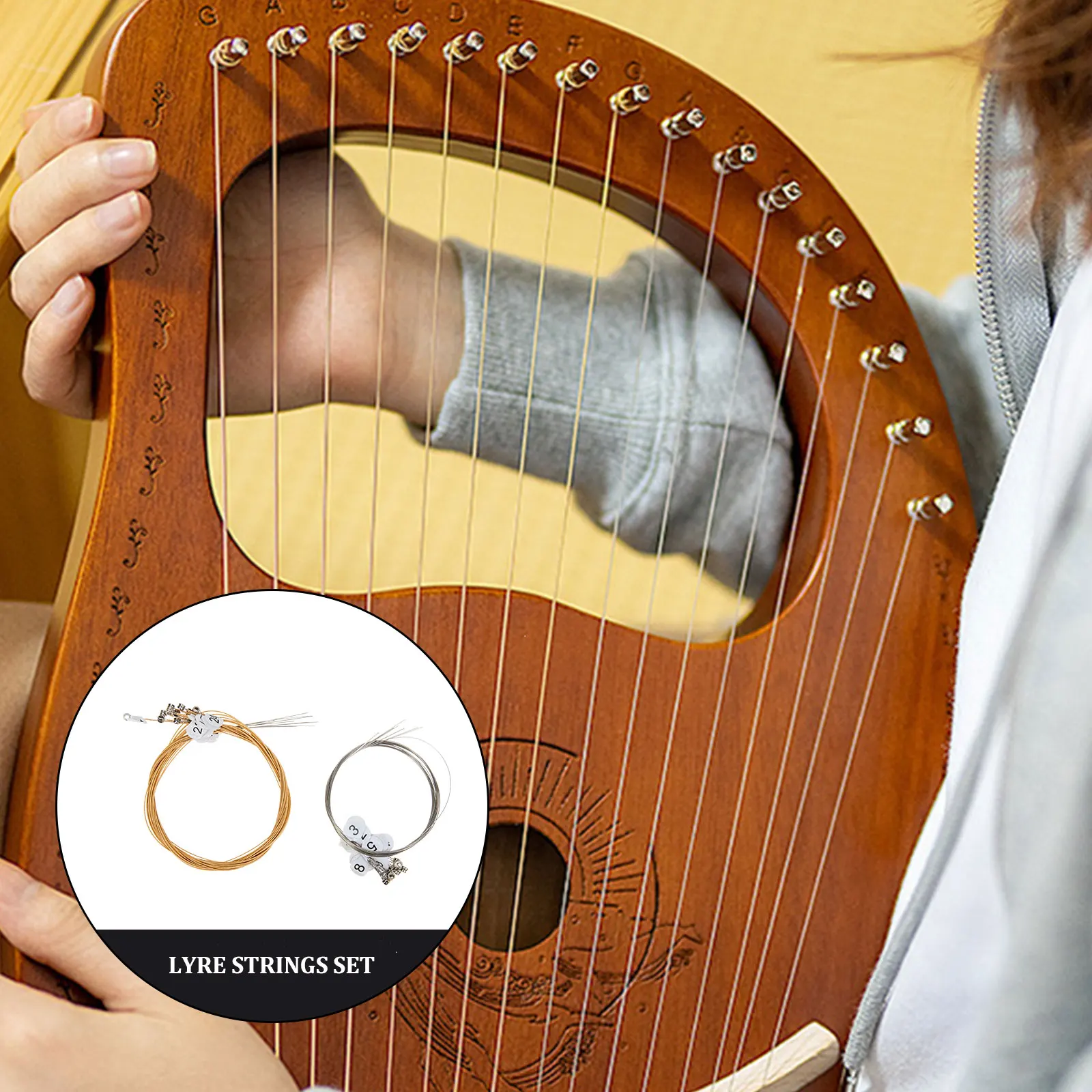 21 Strings Lyre Durable Copper Steel Replacement Set Music Supplies Stringed Instruments Lyre Parts Accessories
21 Strings Lyre Durable Copper Steel Replacement Set Music Supplies Stringed Instruments Lyre Parts Accessories