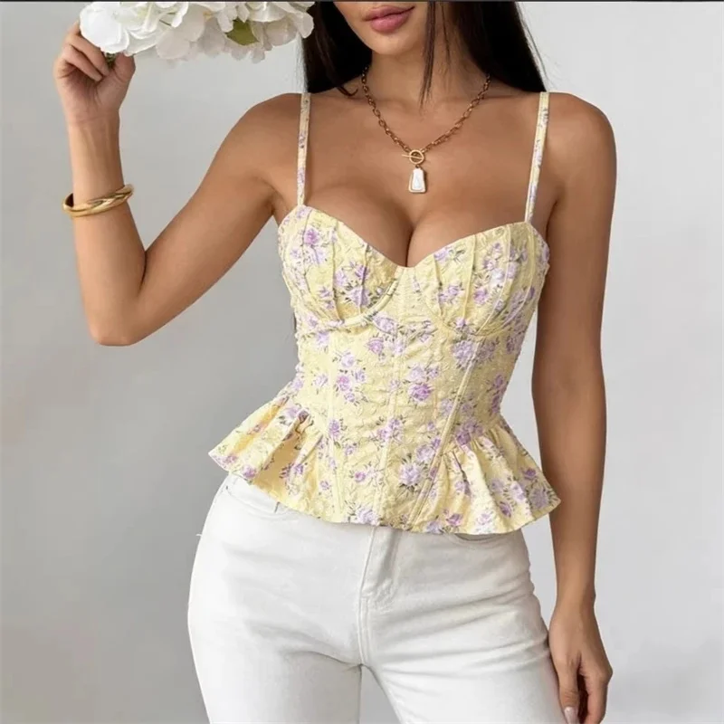 Floral Print Corset Cami Top Sweetheart Neckline Irregular Hem 2026 Summer Casual Women Bustier Fashion Versatile Lady Outwear
Floral Print Corset Cami Top Sweetheart Neckline Irregular Hem 2026 Summer Casual Women Bustier Fashion Versatile Lady Outwear