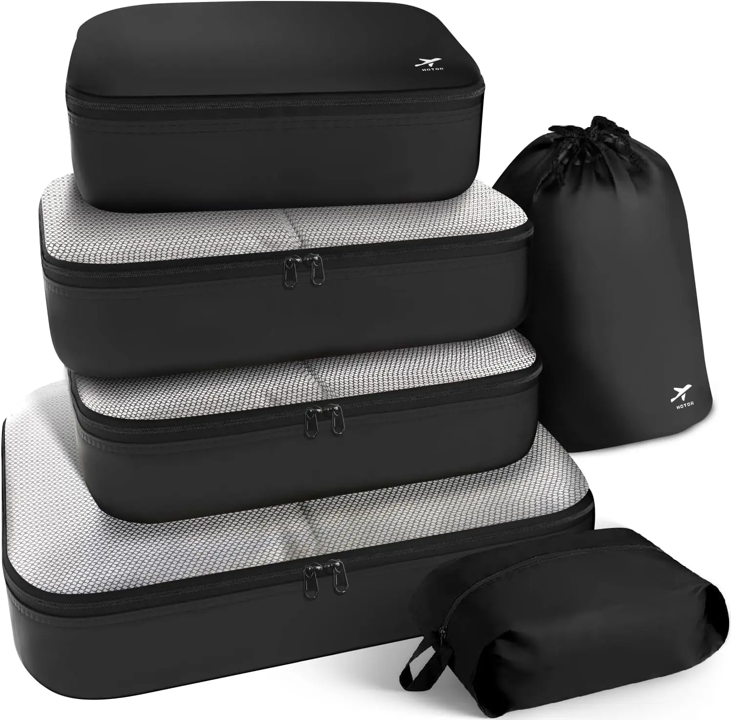 6-Piece Travel Packing Cubes Set - Lightweight Luggage Organizers, Space-Saving Bags for Suitcases, Black
6-Piece Travel Packing Cubes Set - Lightweight Luggage Organizers, Space-Saving Bags for Suitcases, Black