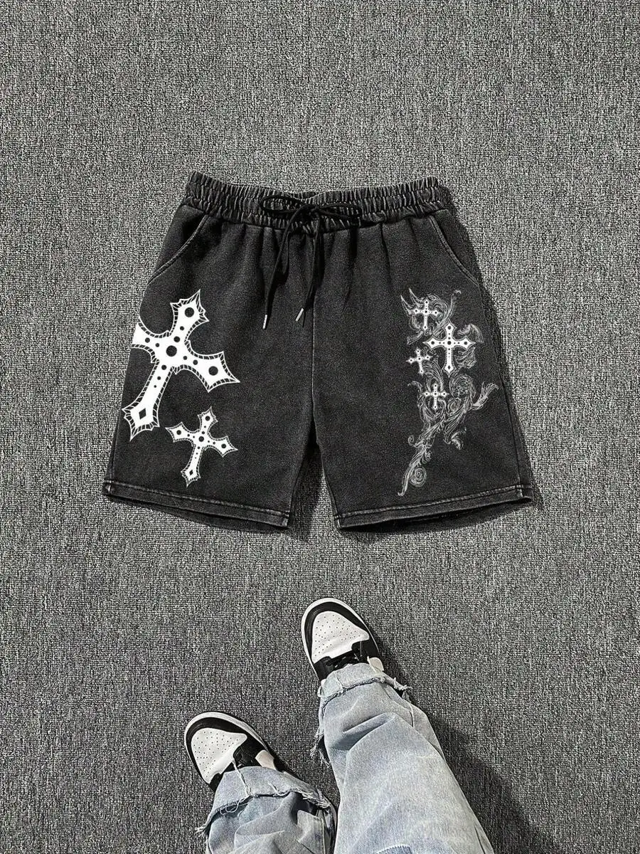 Mens Washed Cotton Vintage Street Shorts With Cross Print Adjustable Drawstring Waist Loose Fit Casual Summer Shorts
Mens Washed Cotton Vintage Street Shorts With Cross Print Adjustable Drawstring Waist Loose Fit Casual Summer Shorts