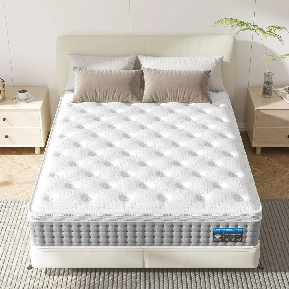 Queen Mattress, 14 Inch Hybrid Queen Size Mattress in a Box, Pressure Relief Gel Memory Foam & Pocket Springs
Queen Mattress, 14 Inch Hybrid Queen Size Mattress in a Box, Pressure Relief Gel Memory Foam & Pocket Springs
