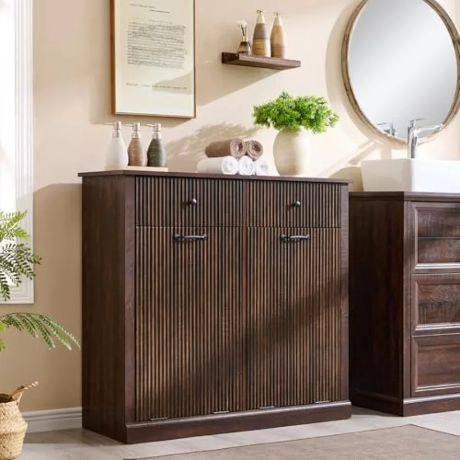 Modern Double Tilt-Out Laundry Hamper Cabinet, 20 Gallon Fluted Trash Can Cabinet w/2 Drawers, Wooden Hidden Garbage Can Cabine
Modern Double Tilt-Out Laundry Hamper Cabinet, 20 Gallon Fluted Trash Can Cabinet w/2 Drawers, Wooden Hidden Garbage Can Cabine