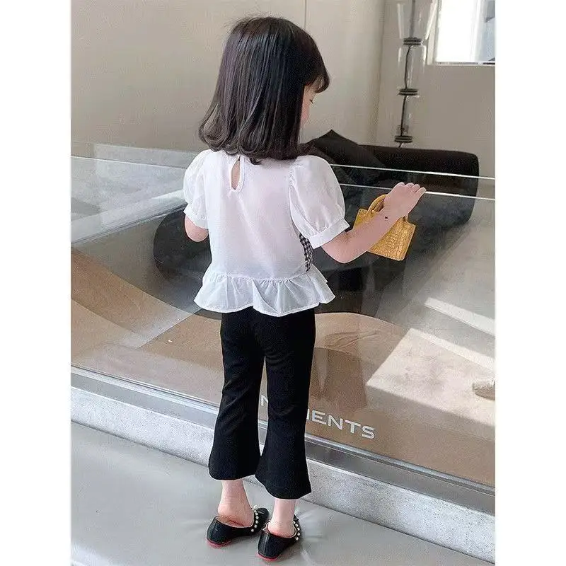 Girls Summer Outfit Set Fashionable Plaid Shirt + Flared Pants Two-Piece Set Short Sleeve Children's Clothing Ensemble
Girls Summer Outfit Set Fashionable Plaid Shirt + Flared Pants Two-Piece Set Short Sleeve Children's Clothing Ensemble