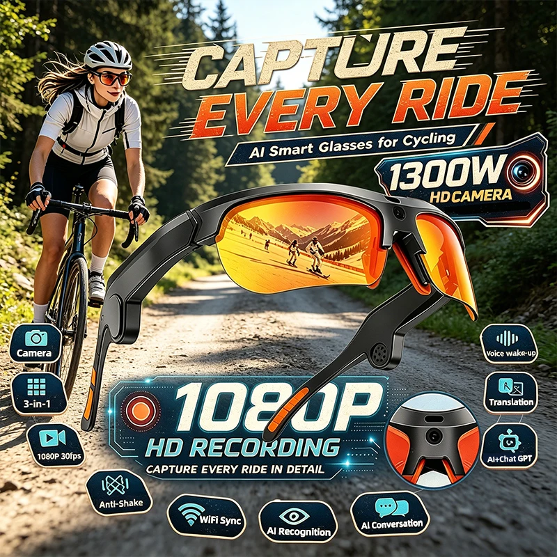 New Cycling Goggles 3200W Photo Pixel WIFI Transmission AI Voice Assistant AI Translation Music Listening Calls Smart Glasses
New Cycling Goggles 3200W Photo Pixel WIFI Transmission AI Voice Assistant AI Translation Music Listening Calls Smart Glasses