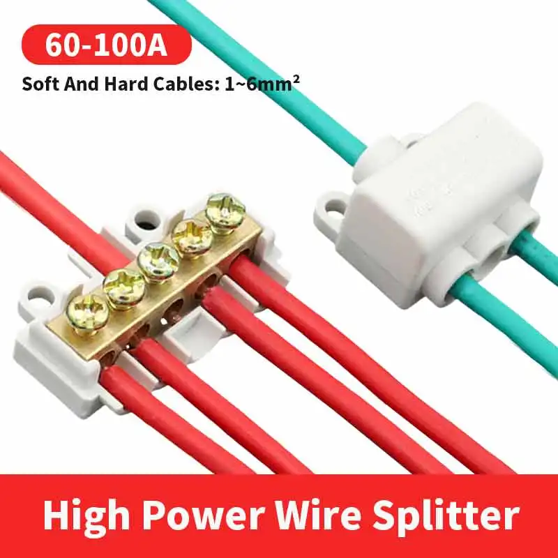 T-shaped Terminal Block 60-100A Wire Clamp Splitter High-power Quick Cable Connector Copper 1 in 2/4 out Copper Wire Connectors
T-shaped Terminal Block 60-100A Wire Clamp Splitter High-power Quick Cable Connector Copper 1 in 2/4 out Copper Wire Connectors