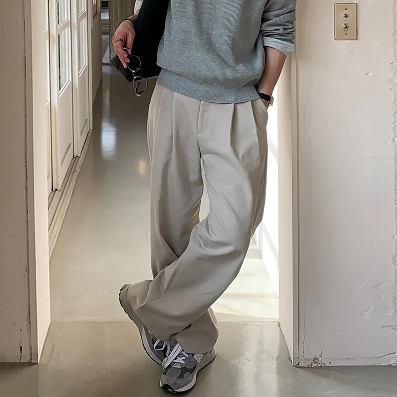 Men's Beige Black Solid Color Loose Simple Basic Casual Daily Trendy Straight Wide Leg Suit Trousers Male Fashion Clothes Pants
Men's Beige Black Solid Color Loose Simple Basic Casual Daily Trendy Straight Wide Leg Suit Trousers Male Fashion Clothes Pants