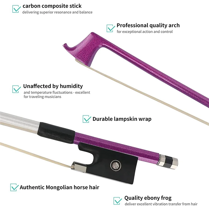 A69P-Violin Bow, 4/4 Full Size Fiddle Bows Carbon Fiber For Professional Player Beginner
A69P-Violin Bow, 4/4 Full Size Fiddle Bows Carbon Fiber For Professional Player Beginner
