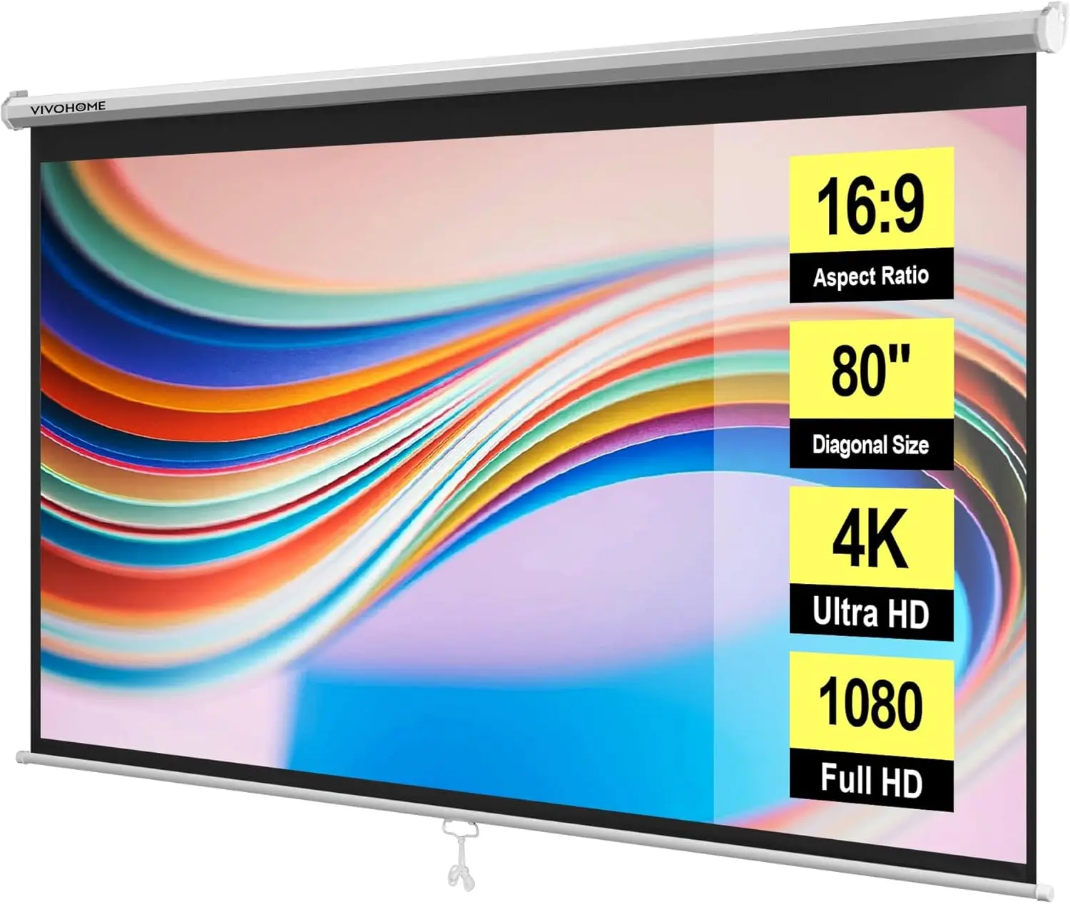 80 Inch 16:9 Pull Down Projector Screen, 4K Retractable Movie Screen for Indoor Home Theater and
80 Inch 16:9 Pull Down Projector Screen, 4K Retractable Movie Screen for Indoor Home Theater and