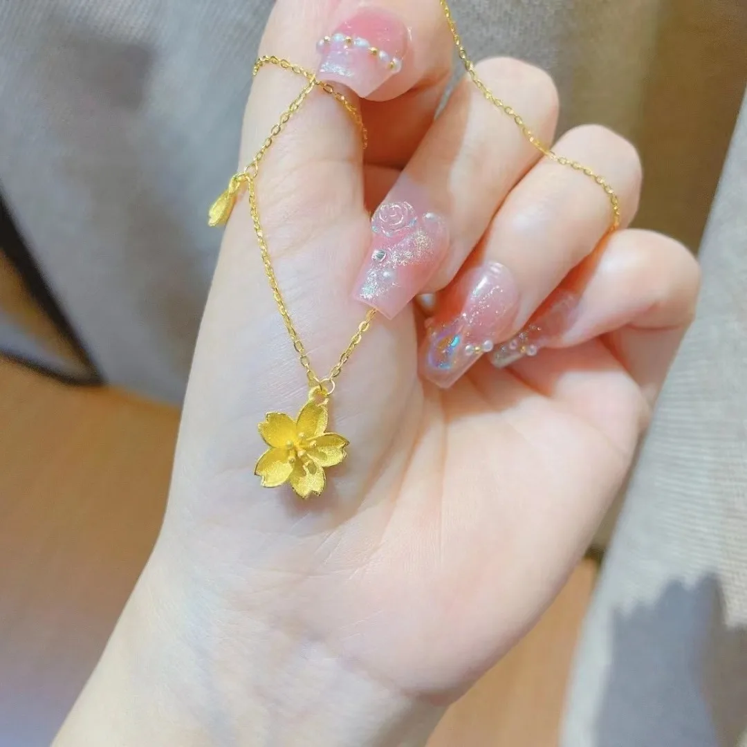 Fashion K18 Gold Color Sakura Pendant Necklace Stud for Women Bride Birthday Wedding Chain Fine Jewelry Sets Not Fade
Fashion K18 Gold Color Sakura Pendant Necklace Stud for Women Bride Birthday Wedding Chain Fine Jewelry Sets Not Fade
