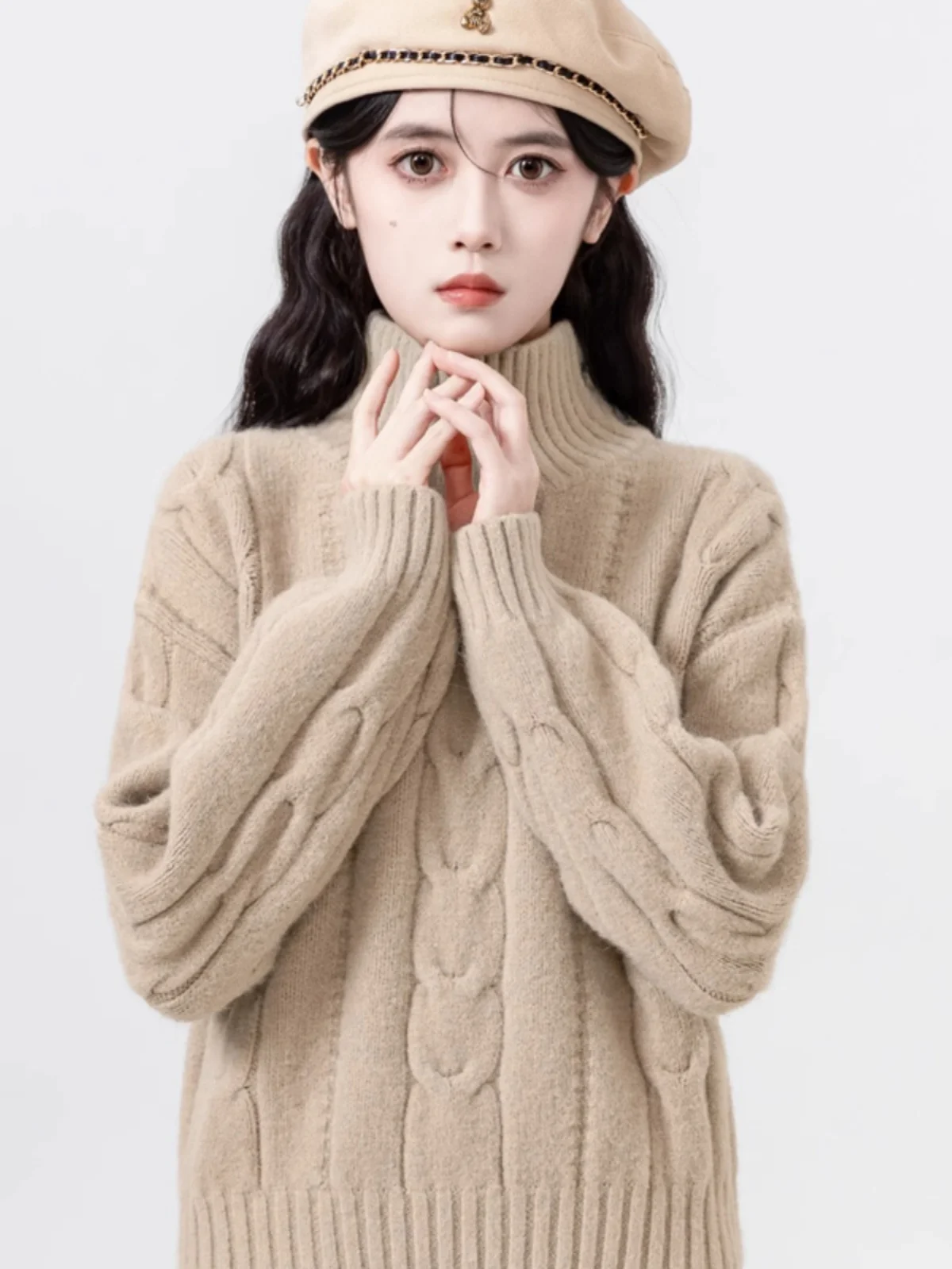 Women's High Collar Thickened Short Knitwear Winter Kaki Color Twisted Base Layer Sweater Inner Wear Top Fashion Trend
Women's High Collar Thickened Short Knitwear Winter Kaki Color Twisted Base Layer Sweater Inner Wear Top Fashion Trend