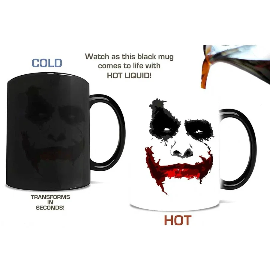 Movie Clown Theme Hot Sensitive Magic Coffee Cup Discolor Mug Office Tricky Prank Practical Magical Change Colour Milk Tea Glass
Movie Clown Theme Hot Sensitive Magic Coffee Cup Discolor Mug Office Tricky Prank Practical Magical Change Colour Milk Tea Glass