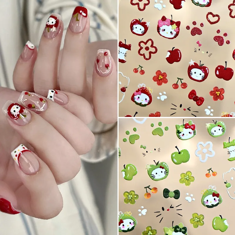 2Pcs Set 3D Apple Cat Nail Stickers - Red & Green Embossed Jelly Nail Art, Cute Cartoon Press-On Nail Decor for DIY Manicures
2Pcs Set 3D Apple Cat Nail Stickers - Red & Green Embossed Jelly Nail Art, Cute Cartoon Press-On Nail Decor for DIY Manicures