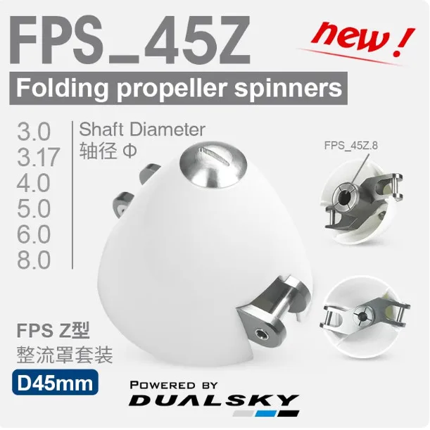 DualSky FPS45Z 45mm Folding Propeller Spinner 3.0/3.17/4.0/5.0/6.0mm Shaft Diameter Fairing for F5K F5J P5B RC Airplane Glider
DualSky FPS45Z 45mm Folding Propeller Spinner 3.0/3.17/4.0/5.0/6.0mm Shaft Diameter Fairing for F5K F5J P5B RC Airplane Glider