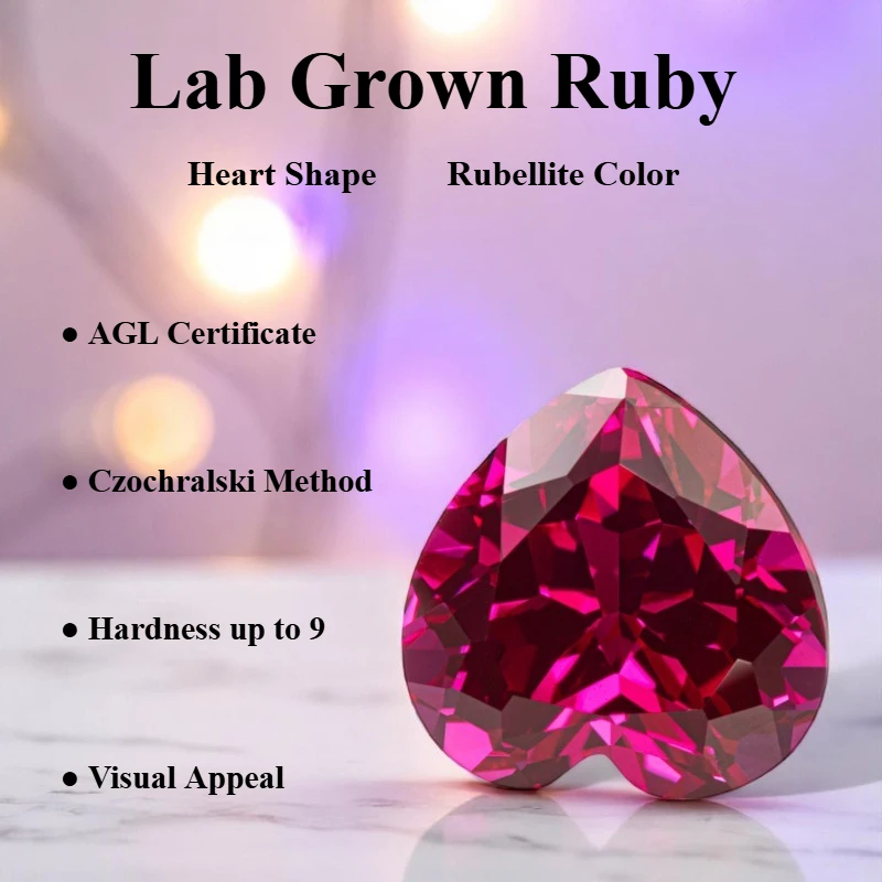 High Luster Rubellite Heart Cut Lab Grown Ruby AGL Certified Stone For Fashion Ornament Craft Use
High Luster Rubellite Heart Cut Lab Grown Ruby AGL Certified Stone For Fashion Ornament Craft Use