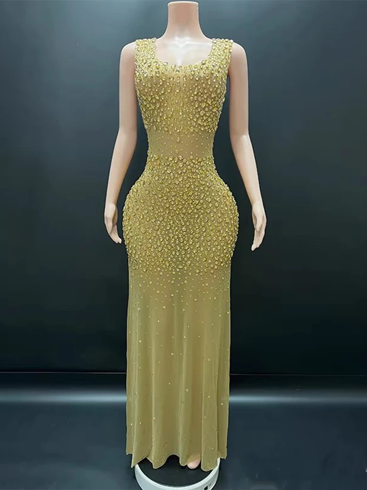 High Quality Rhinestone Elastic Mesh Sexy Slit Dress 2024 New Fashionable Custom Women'S Clothing
High Quality Rhinestone Elastic Mesh Sexy Slit Dress 2024 New Fashionable Custom Women'S Clothing