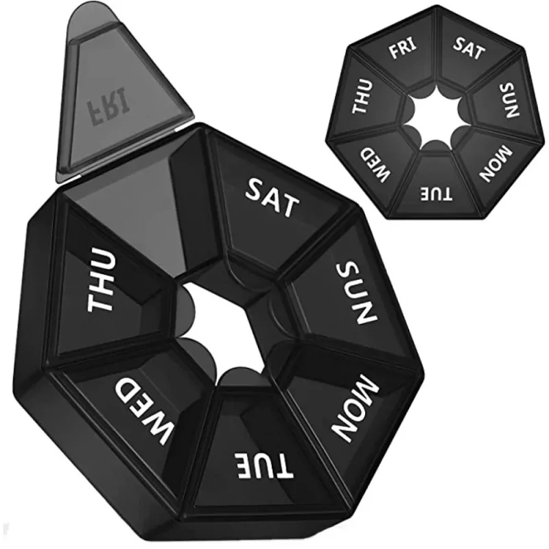 Weekly 7-day Pill Organizer Portable Travel Pill Box Multifunctional Small Medicine Case Black
Weekly 7-day Pill Organizer Portable Travel Pill Box Multifunctional Small Medicine Case Black