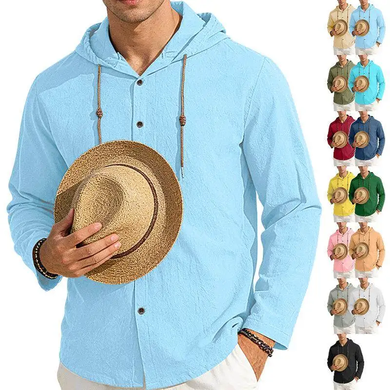 Men's Spring Summer New Cross-Border Hooded T-Shirt Pure Color Cotton Linen Casual Long Sleeve Top Comfortable Breathable
Men's Spring Summer New Cross-Border Hooded T-Shirt Pure Color Cotton Linen Casual Long Sleeve Top Comfortable Breathable