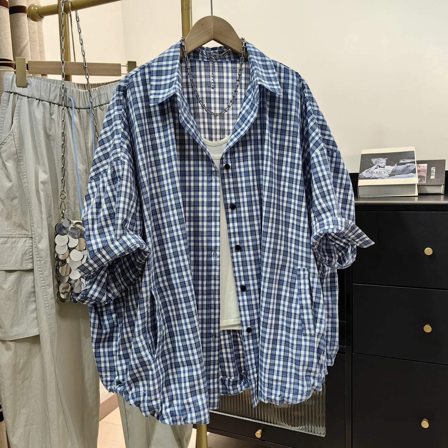 SuperAen Cotton Blue Plaid Short-sleeved Korean-style Casual 2026 Summer New Shirt Sun Protection Shirts
SuperAen Cotton Blue Plaid Short-sleeved Korean-style Casual 2026 Summer New Shirt Sun Protection Shirts
