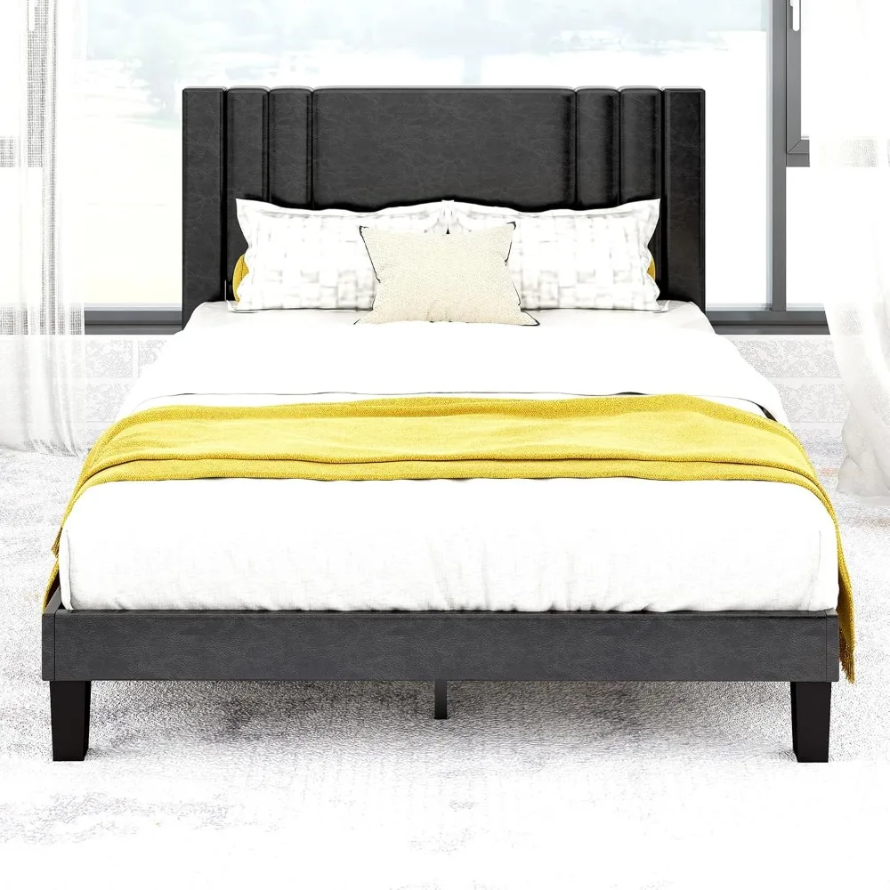 Queen Size Bed Frame, Faux Leather Upholstered Platform with Headboard (Black, Queen (U.S. Standard))
Queen Size Bed Frame, Faux Leather Upholstered Platform with Headboard (Black, Queen (U.S. Standard))