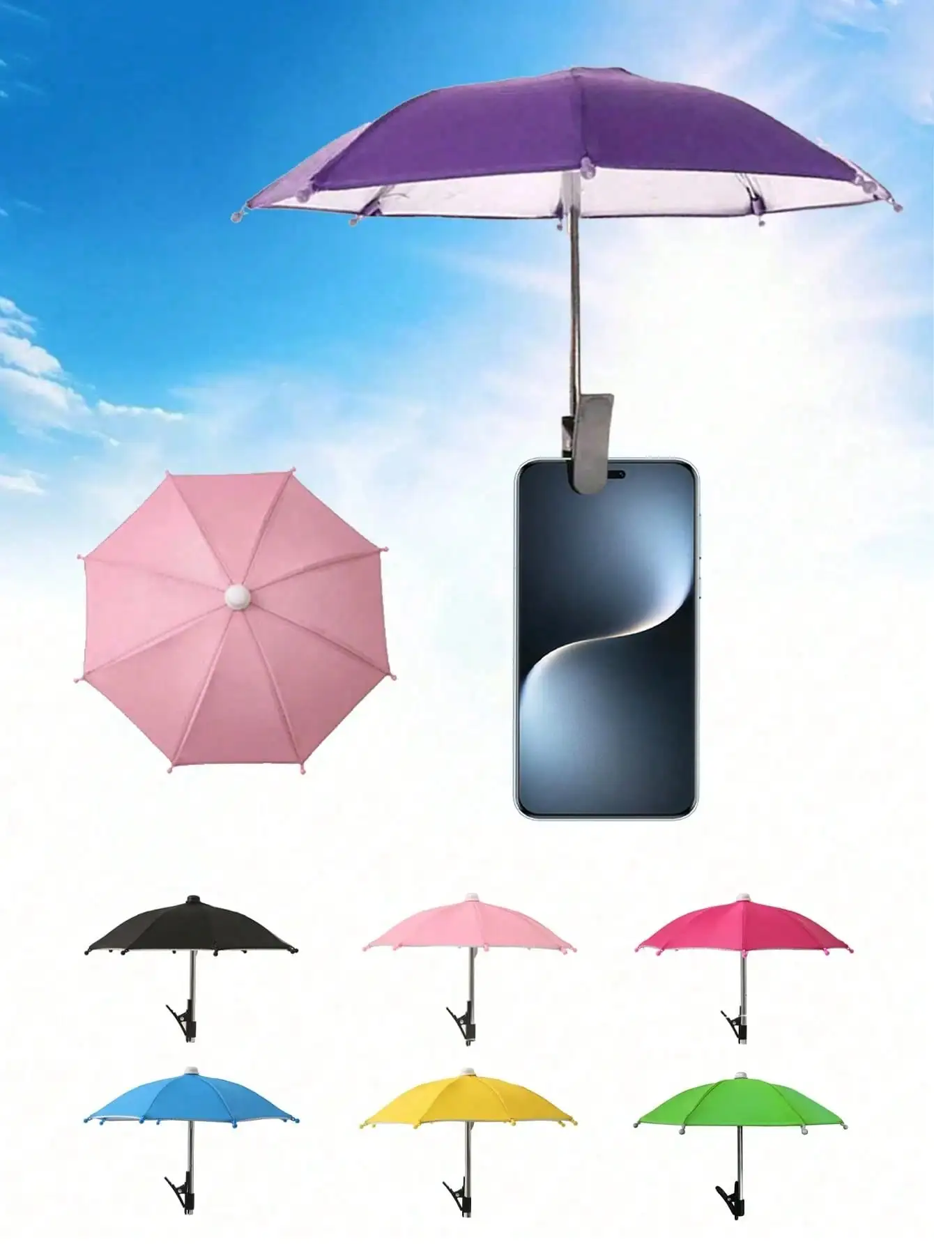 Portable Phone Holder Umbrella, Waterproof UV Protection Mini Parasol with Phone Stand, Anti Glare Sun Shade for Outdoor Travel
Portable Phone Holder Umbrella, Waterproof UV Protection Mini Parasol with Phone Stand, Anti Glare Sun Shade for Outdoor Travel