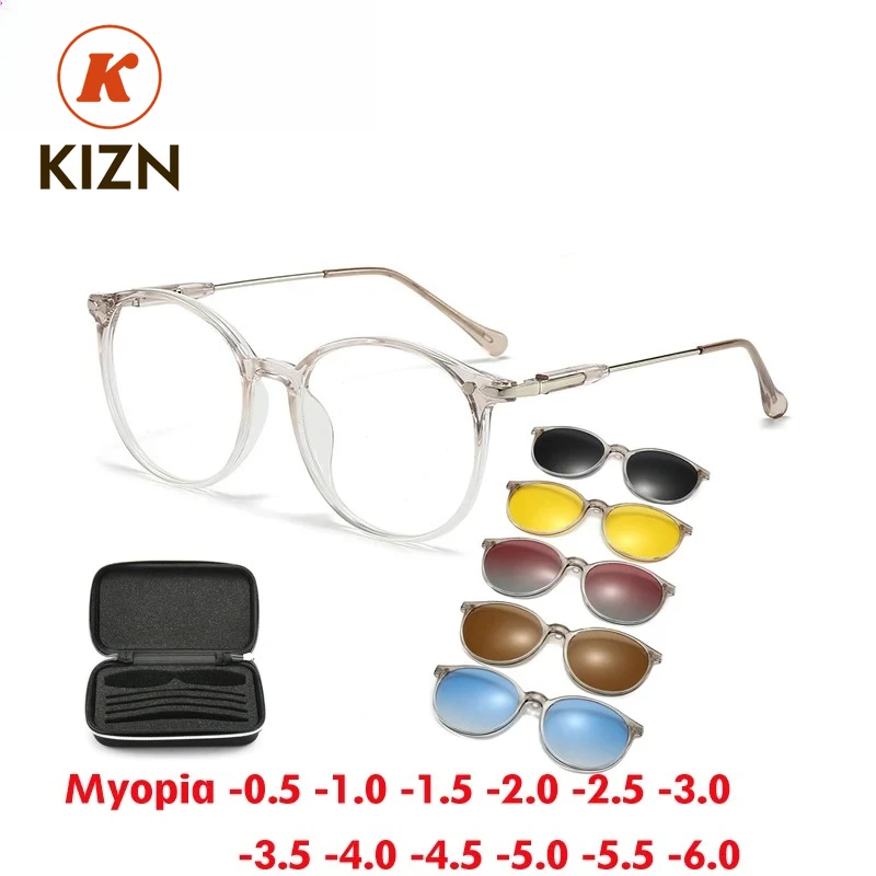 KIZN Women Round Myopia Sunglasses Men Magnet Clip Optical Glasses Transparent Frame Custom Prescription Eyewear -0.50 to -10
KIZN Women Round Myopia Sunglasses Men Magnet Clip Optical Glasses Transparent Frame Custom Prescription Eyewear -0.50 to -10