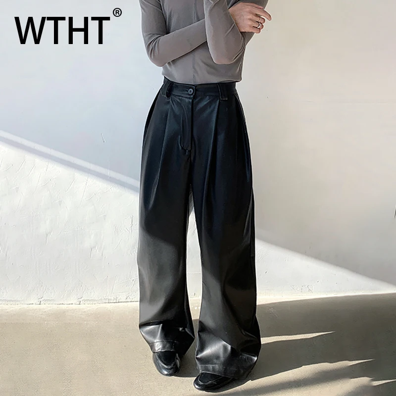 WTHT Trendy Men's Solid Color Leather Leather Design Pants Fashion High-waisted Wide Leg Trousers Male 2025 Autumn 2A1643
WTHT Trendy Men's Solid Color Leather Leather Design Pants Fashion High-waisted Wide Leg Trousers Male 2025 Autumn 2A1643