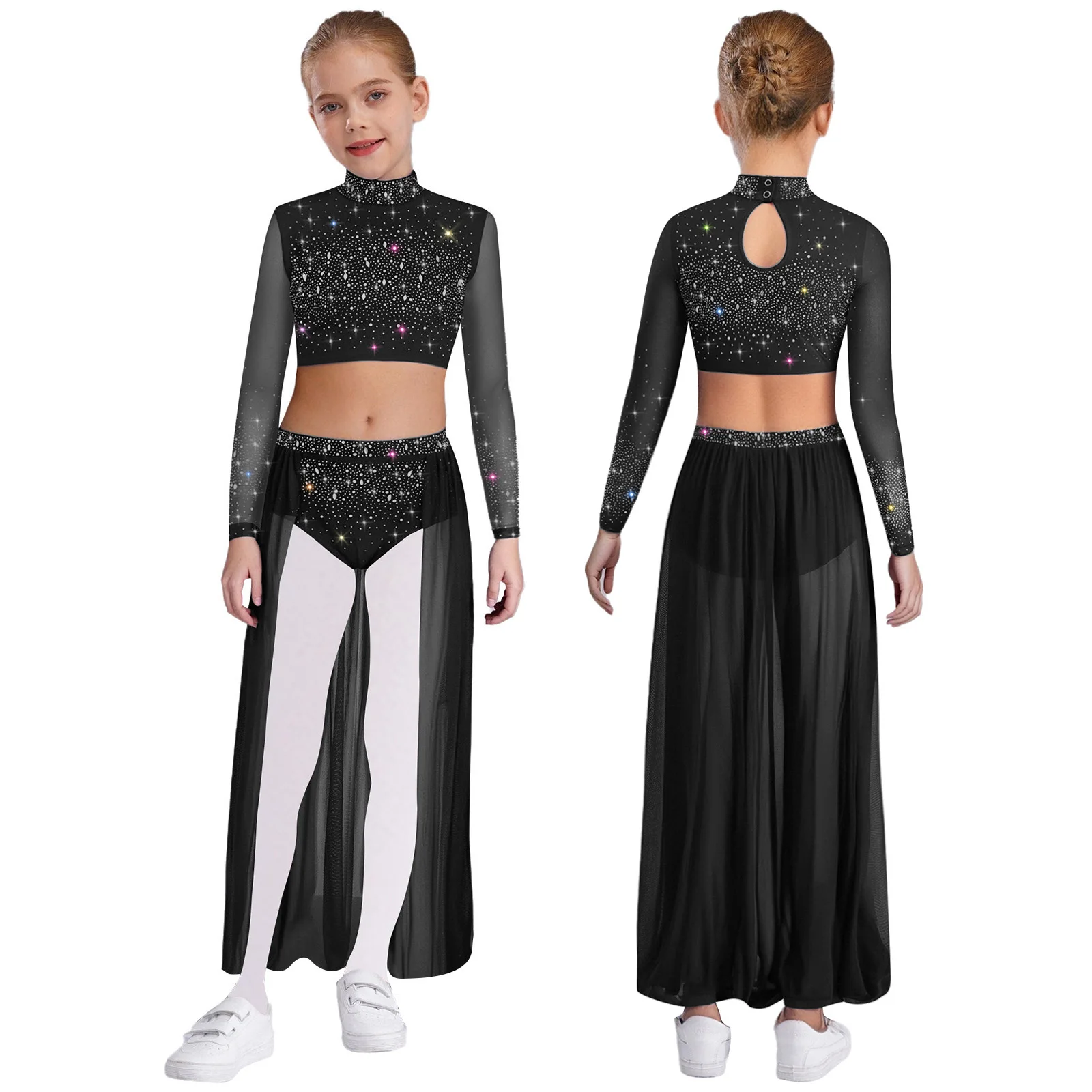 Детский современный лирический танец для девочек, катание на коньках, гимнастический костюм для акробатики, укороченный топ с блестящими стразами, прозрачная сетчатая юбка-купальник
Детский современный лирический танец для девочек, катание на коньках, гимнастический костюм для акробатики, укороченный топ с блестящими стразами, прозрачная сетчатая юбка-купальник