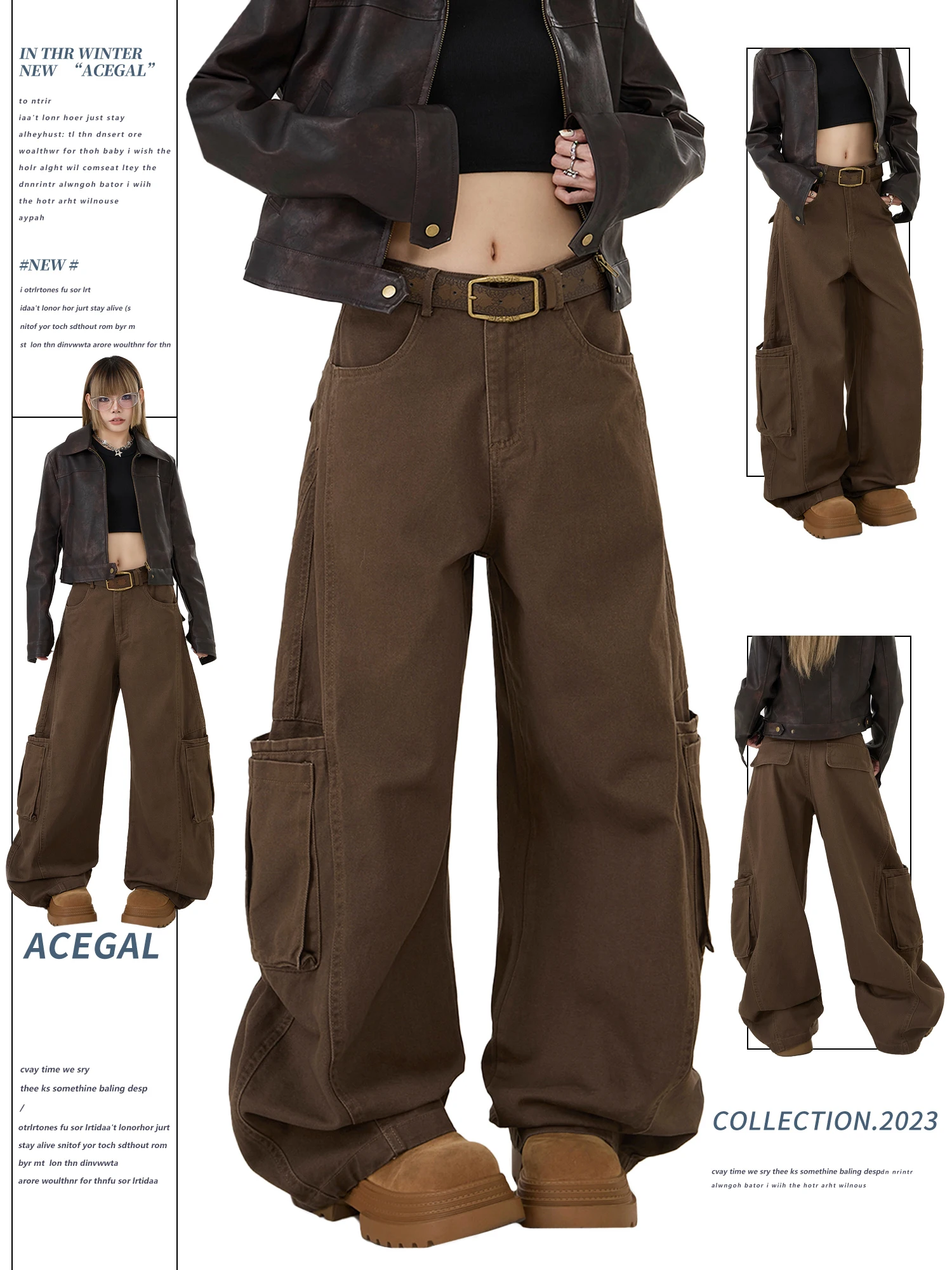 American Sle Retro Brown Deconstructed Design Work Pants Women's Hip Lifting Wide Leg Slimming Big ket Pants Casual Cotton
American Sle Retro Brown Deconstructed Design Work Pants Women's Hip Lifting Wide Leg Slimming Big ket Pants Casual Cotton