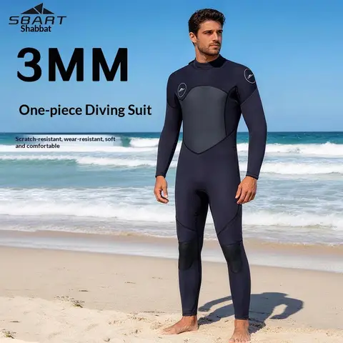 SBART 3MM Neoprene Men Wetsuit Full Body Keep Warm Scuba Diving Snorkeling Surfing Swimsuit