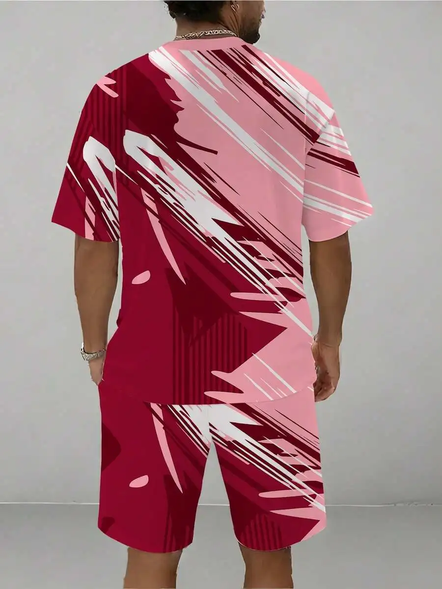 Mens Burgundy Pink Diagonal Splash Print Short Set Casual Knit T-Shirt And Shorts
Mens Burgundy Pink Diagonal Splash Print Short Set Casual Knit T-Shirt And Shorts