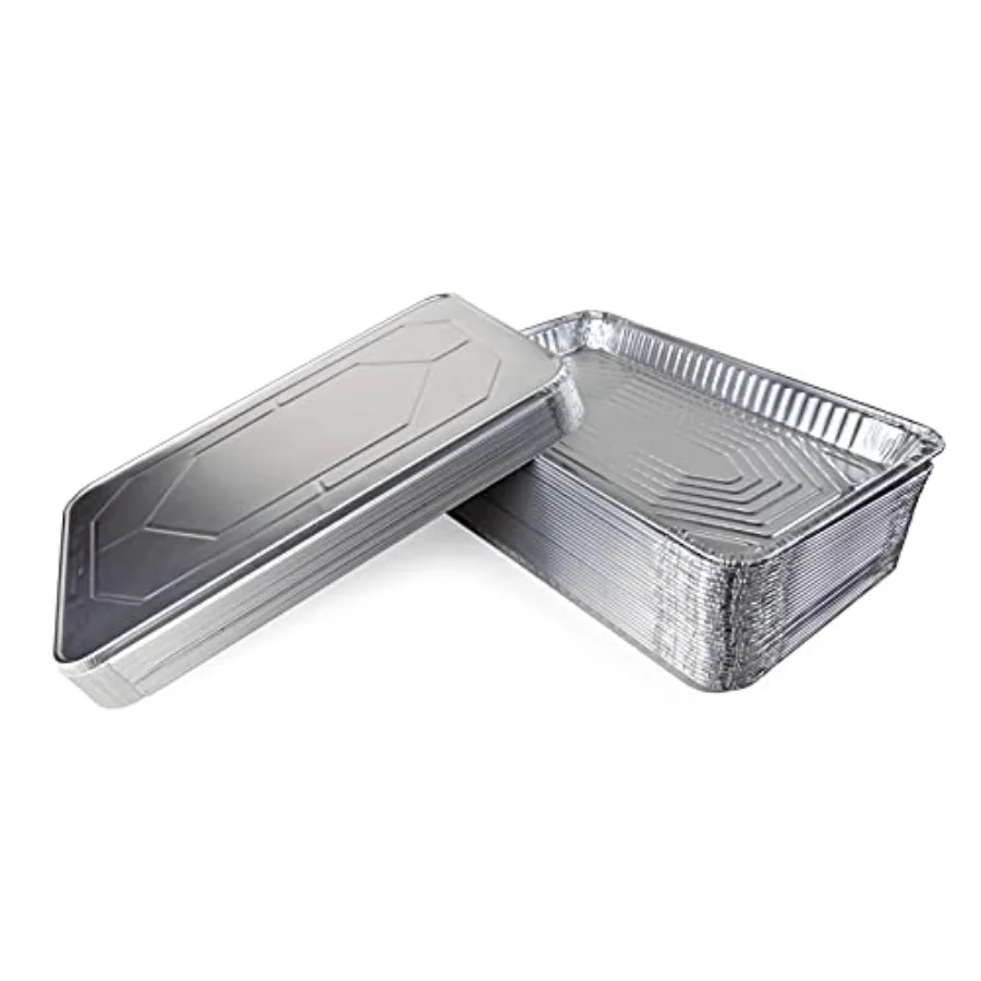 Full Size Aluminum Steam Table Pans with Lids - Shallow 21" x 13" x 1.5" pack of 25 - Disposable Foil Pan for Grilling Roasting
Full Size Aluminum Steam Table Pans with Lids - Shallow 21" x 13" x 1.5" pack of 25 - Disposable Foil Pan for Grilling Roasting