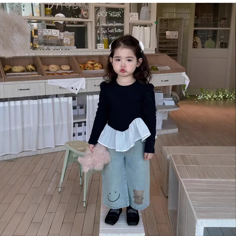 Korean Children Clothing 2025 Spring Clothing New Girls Splicing Long-sleeved T-shirt Top Girl Baby Ruffle Edge Bottoming Shirt
Korean Children Clothing 2025 Spring Clothing New Girls Splicing Long-sleeved T-shirt Top Girl Baby Ruffle Edge Bottoming Shirt