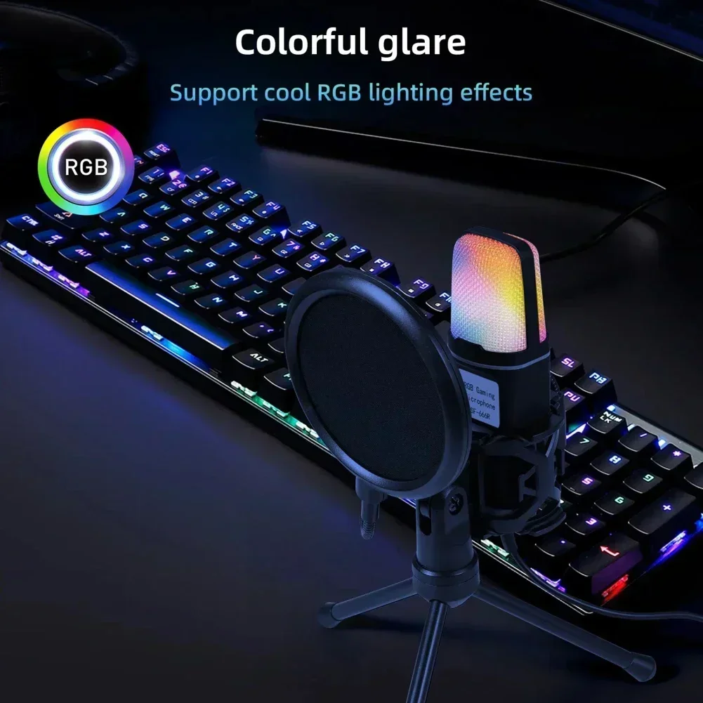 SF666R USB Wired Microphone Noise Reduction RGB Condensador Mic For Recording Podcast Mic With Stand Interview Vlogging Video 
SF666R USB Wired Microphone Noise Reduction RGB Condensador Mic For Recording Podcast Mic With Stand Interview Vlogging Video