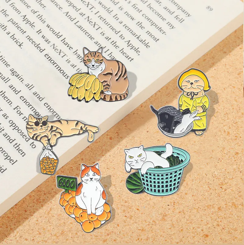 Cats Enamel Pins Custom Fish Fruits Cool Kitten Vendor Brooch Lapel Shirt Bag Badge Cartoon Jewelry Gift Funny Street Stall
Cats Enamel Pins Custom Fish Fruits Cool Kitten Vendor Brooch Lapel Shirt Bag Badge Cartoon Jewelry Gift Funny Street Stall