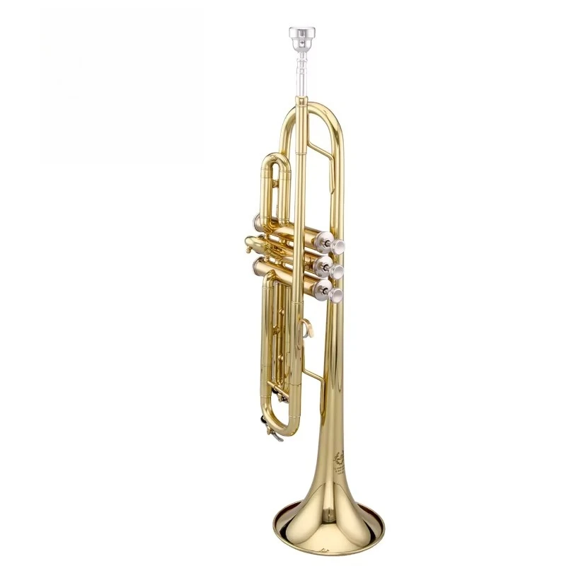 Gold lacquer Bb small, professional grade, brass body 3-piston brass mouthpiece
Gold lacquer Bb small, professional grade, brass body 3-piston brass mouthpiece