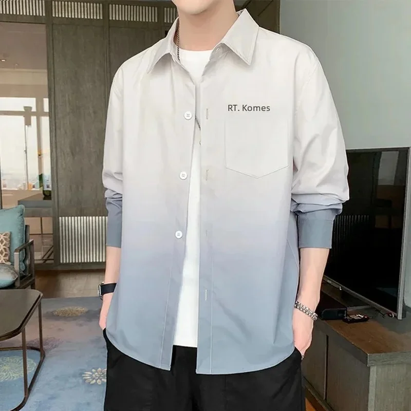 2024 Spring Autumn New Long Sleeve Shirt Men's Korean Style Trendy Gradient Color Block Casual Jacket
2024 Spring Autumn New Long Sleeve Shirt Men's Korean Style Trendy Gradient Color Block Casual Jacket