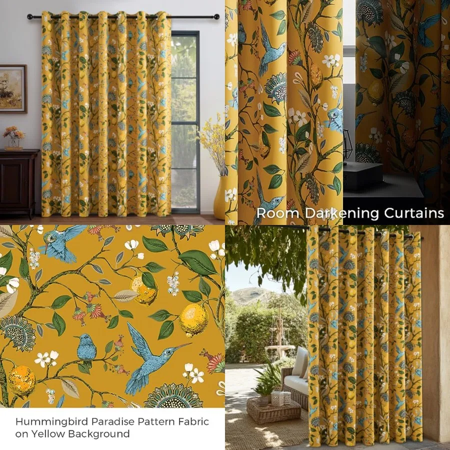 Sliding Door Patio Floral Curtains Drapes, Blackout Extra Wide Room Divider Large Vintage Farmhouse Country Hummingbird Pattern
Sliding Door Patio Floral Curtains Drapes, Blackout Extra Wide Room Divider Large Vintage Farmhouse Country Hummingbird Pattern