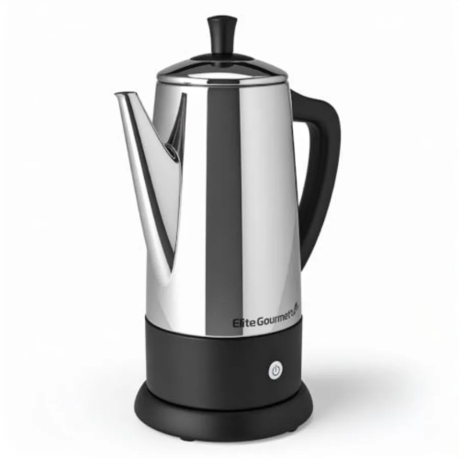 12-Cup Electric Coffee Percolator Dishwasher Safe Stainless-Steel Filter Lid and Tube Keep Warm 360° Swivel Base Cord-less Serv
12-Cup Electric Coffee Percolator Dishwasher Safe Stainless-Steel Filter Lid and Tube Keep Warm 360° Swivel Base Cord-less Serv