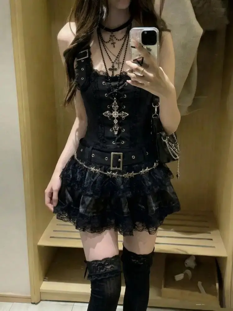 Dark Gothic Dress Summer New Lace Strap Waist Fashion Tutu Dress Women
Dark Gothic Dress Summer New Lace Strap Waist Fashion Tutu Dress Women