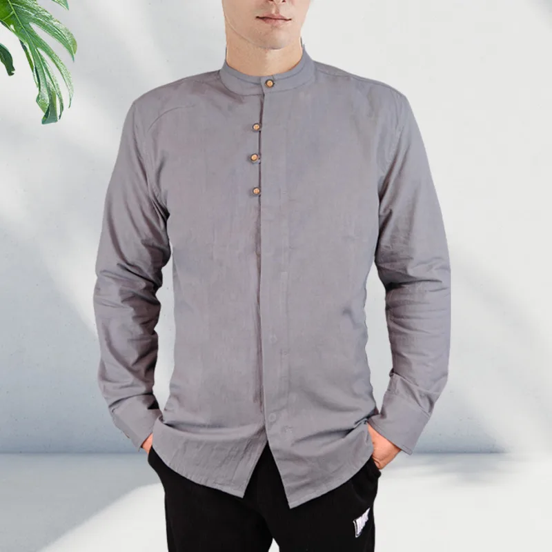 Mens Long Sleeve Linen Shirts Stand Collar Basic Casual Shirts Men Retro Cotton Linen Blouse Plus Size Shirt Top Dropshipping
Mens Long Sleeve Linen Shirts Stand Collar Basic Casual Shirts Men Retro Cotton Linen Blouse Plus Size Shirt Top Dropshipping
