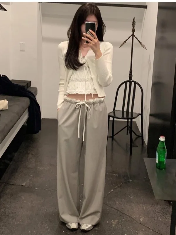 Korean Style Drawstring Wide Leg Pants Women's Lazy Fashion High Quality Drapey Loose Casual Pants Summer Season Natural Waist
Korean Style Drawstring Wide Leg Pants Women's Lazy Fashion High Quality Drapey Loose Casual Pants Summer Season Natural Waist