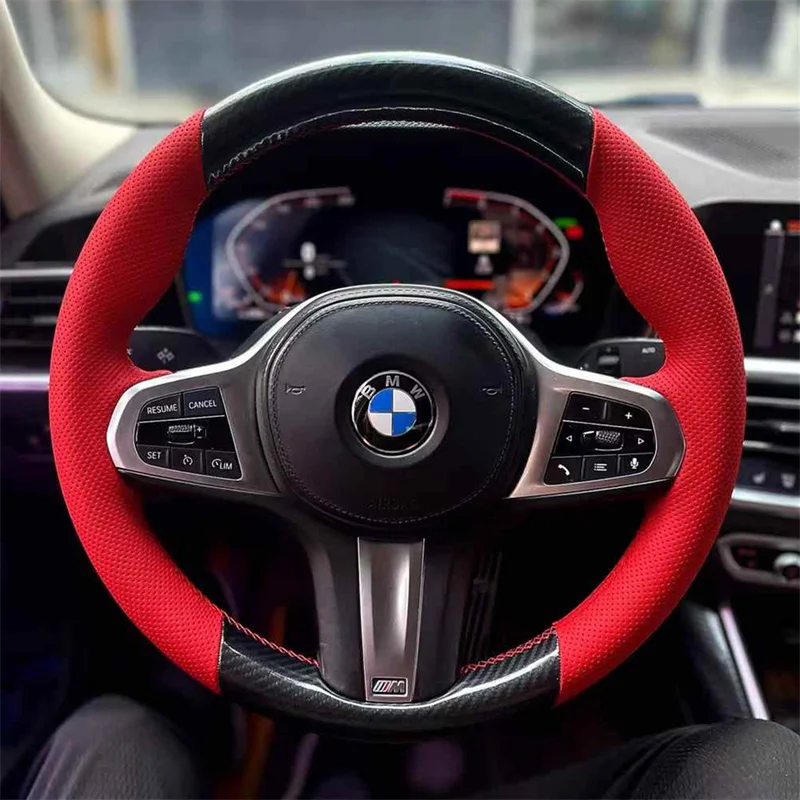 Ручная прошивка из углеродного волокна из натуральной кожи, чехол на руль автомобиля для BMW M Sport G30 G31 G32 G20 G21 G15 X3 G01 X4 G02 X5
Ручная прошивка из углеродного волокна из натуральной кожи, чехол на руль автомобиля для BMW M Sport G30 G31 G32 G20 G21 G15 X3 G01 X4 G02 X5
