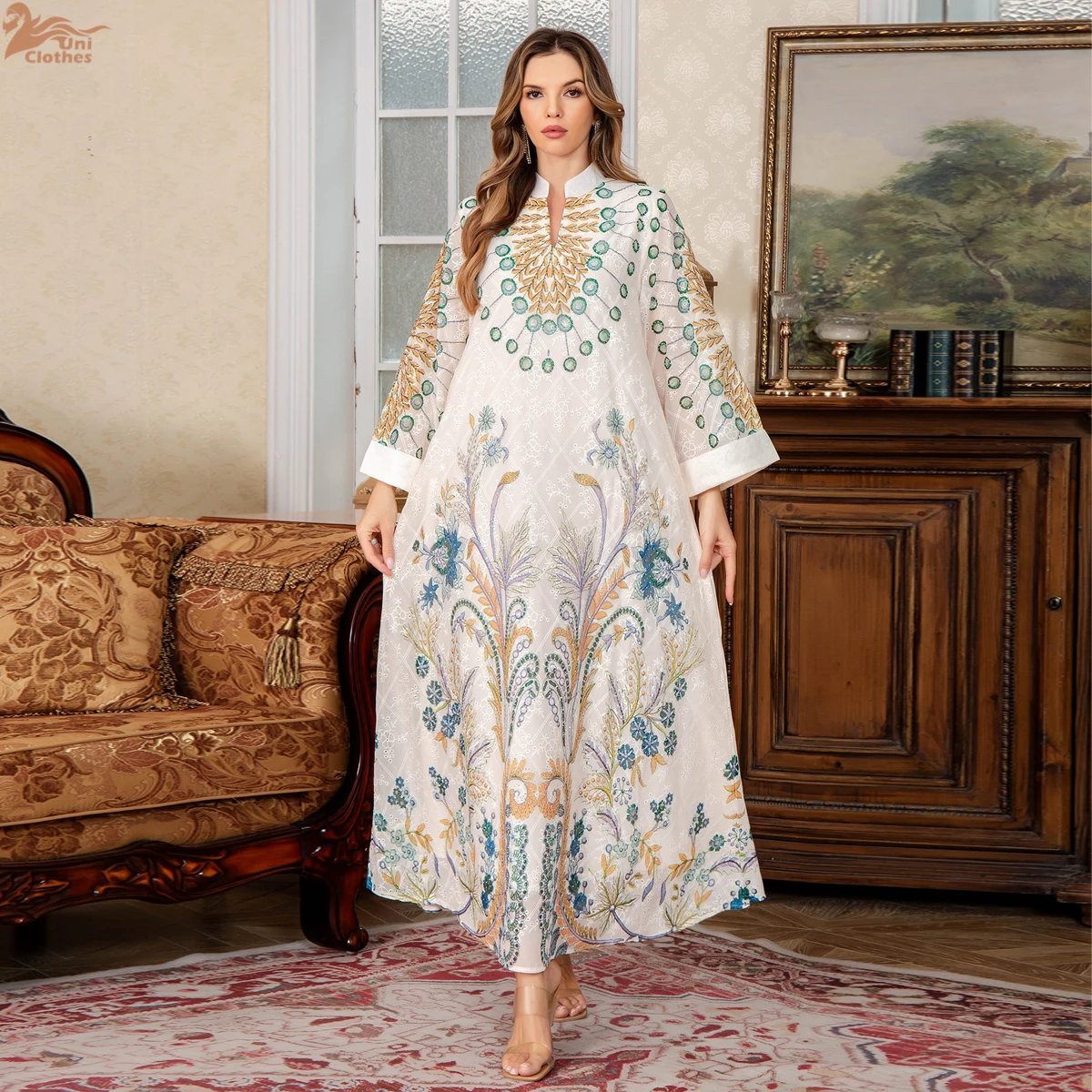 Uni 2025 Новое мусульманское элегантное платье с цветочным принтом, марокканское роскошное стильное длинное скромное платье Абая с вышивкой для женщин
Uni 2025 Новое мусульманское элегантное платье с цветочным принтом, марокканское роскошное стильное длинное скромное платье Абая с вышивкой для женщин