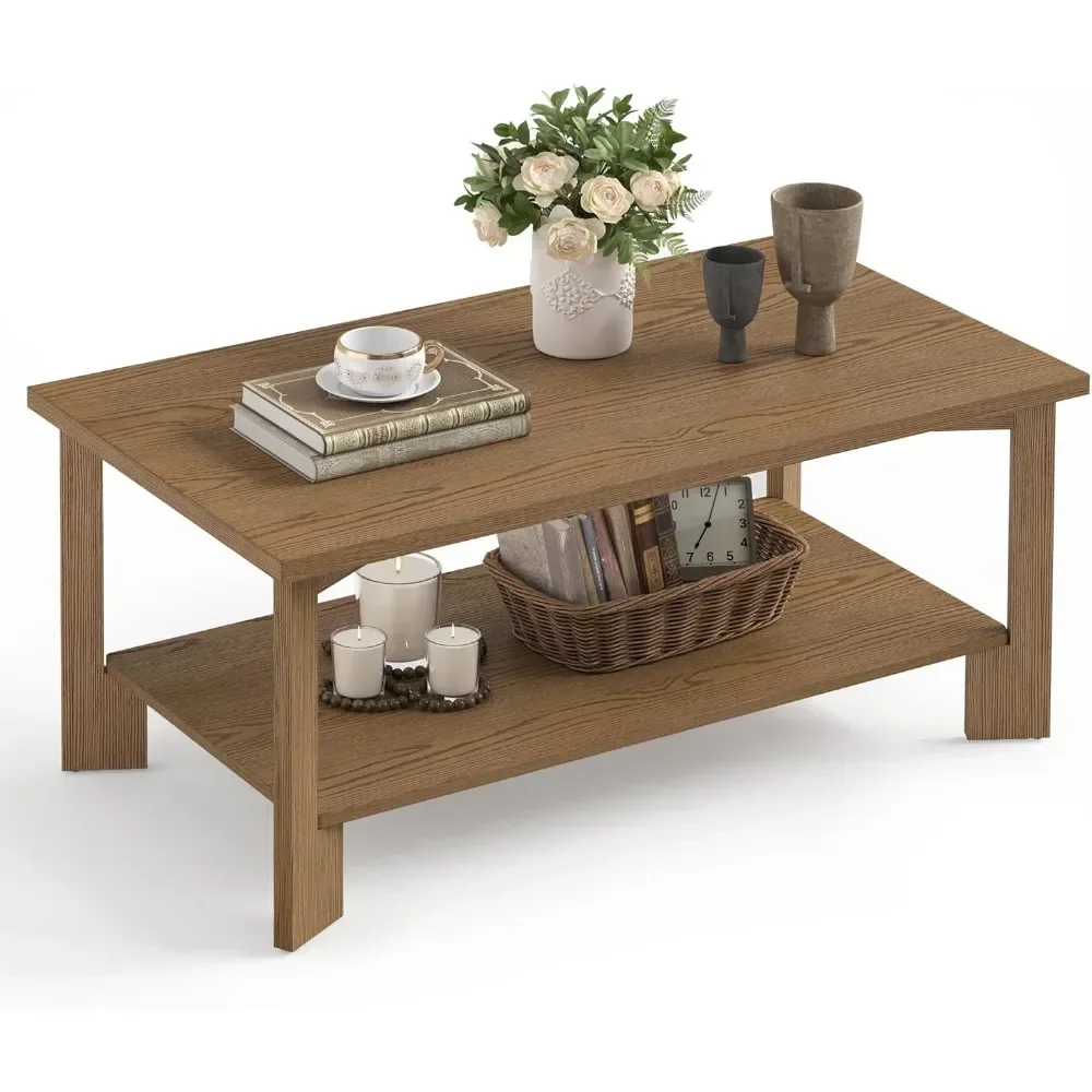Rectangle Coffee Table, Rectangle Rustic Modern Tea Table, Sofa Table with 2-Tier Storage Shelf for Living Room
Rectangle Coffee Table, Rectangle Rustic Modern Tea Table, Sofa Table with 2-Tier Storage Shelf for Living Room