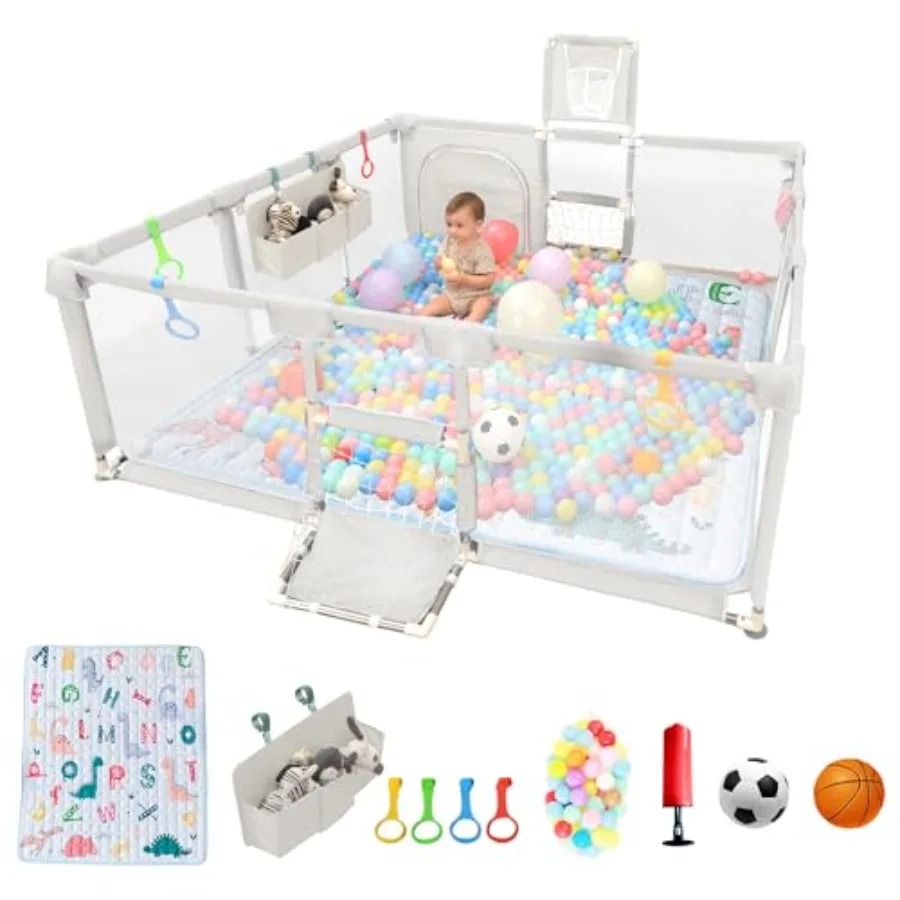 Манеж для младенцев и малышей 73x71 дюймов, с ковриком, для дома и улицы, дышащий, с шариками для игр и подвесными игрушками
Манеж для младенцев и малышей 73x71 дюймов, с ковриком, для дома и улицы, дышащий, с шариками для игр и подвесными игрушками