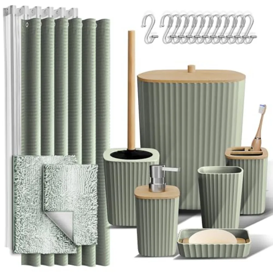 Bathroom Accessories Set - Bathroom Set Bathroom Sets with Shower Curtain and Rugs Shower Curtain Set with Trah Can - - 22PC
Bathroom Accessories Set - Bathroom Set Bathroom Sets with Shower Curtain and Rugs Shower Curtain Set with Trah Can - - 22PC