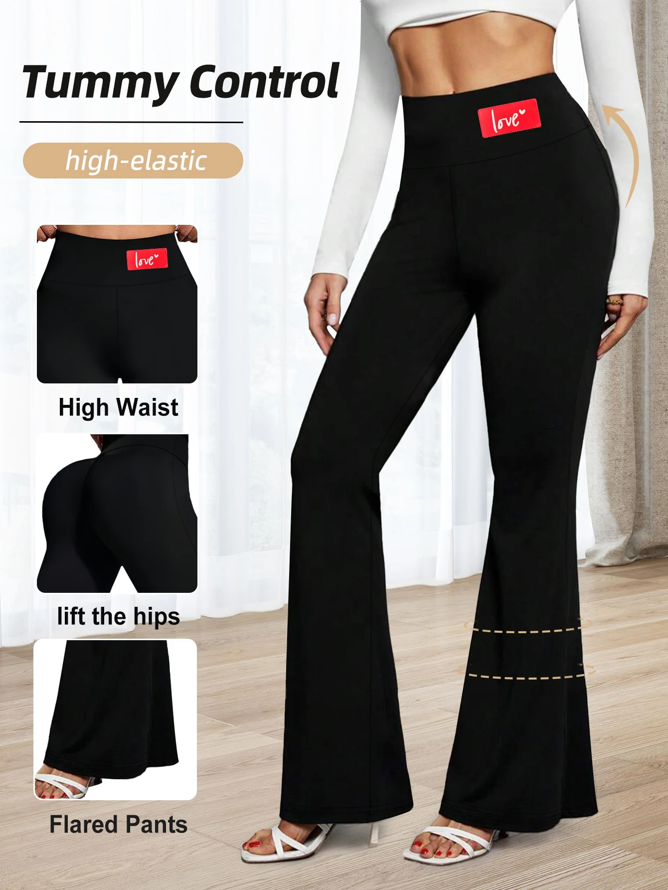 Women Casual Flare Pants High Waist Hip Lifting And Tummy Control Long Pants Fashion Minimalist Black Leggings For Daily Wear
Women Casual Flare Pants High Waist Hip Lifting And Tummy Control Long Pants Fashion Minimalist Black Leggings For Daily Wear